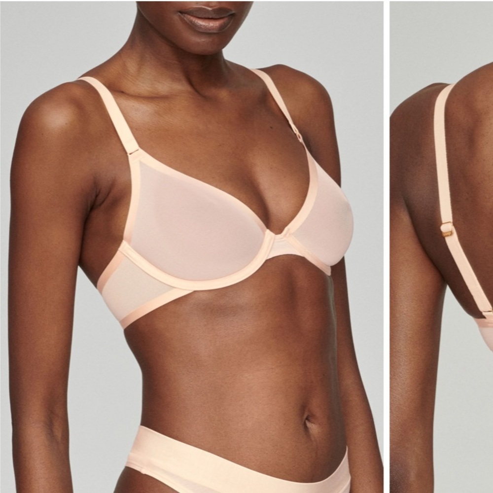 Cuup Mesh Plunge Bra in Blush